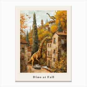 Dinosaurs In A Autumnal Mediterranean Painting 2 Poster Canvas Print