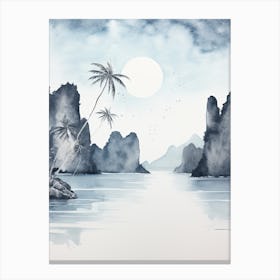 Watercolour Of Maya Bay   Phi Phi Islands Thailand 3 Canvas Print