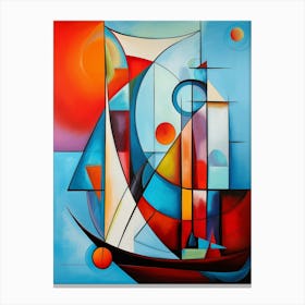 Sailing Boat II, Avant Garde Vibrant Colorful Painting in Cubism Picasso Style Canvas Print