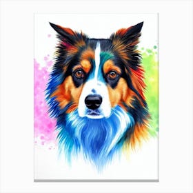 Australian Shepherd Rainbow Oil Painting dog Canvas Print