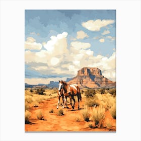 Horses Painting In Arizona Desert, Usa 4 Canvas Print