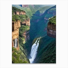 Blyde River Canyon Waterfalls, South Africa Realistic Photograph (3) Canvas Print