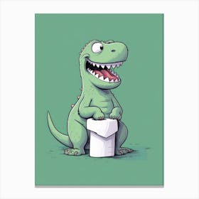 Dinosaur Toilet Paper Canvas Print