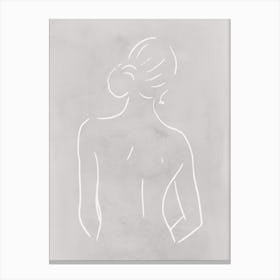 Female Body Sketch 3 Light Gray Canvas Print
