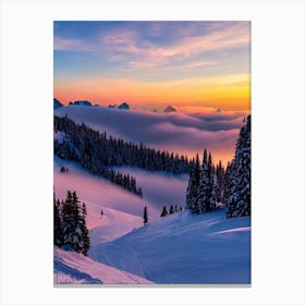 Val Gardena, Italy Sunrise Skiing Poster Canvas Print