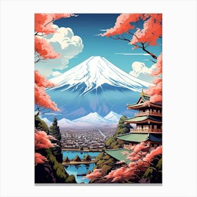 Mountains And Hot Springs Japanese Style Illustration 9 Canvas Print