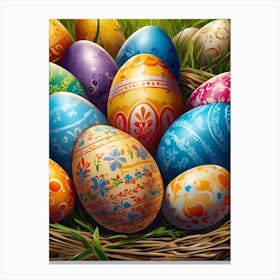 Easter Eggs In A Basket 2 Canvas Print