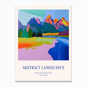 Colourful Abstract Grand Teton National Park Usa 2 Poster Blue Canvas Print