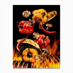 BBQ, Grilled vegetables — Food kitchen poster/blackboard, photo art Canvas Print