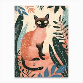 Balinese Cat Storybook Illustration 4 Canvas Print