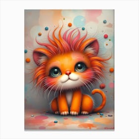 Lisa's Colorful Kingdom: A Baby Lion Girl Artwork For Kids Canvas Print