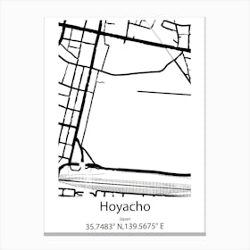 Hoyacho,Japan Minimalist Map Canvas Print