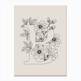 B FLORAL INITIAL Canvas Print