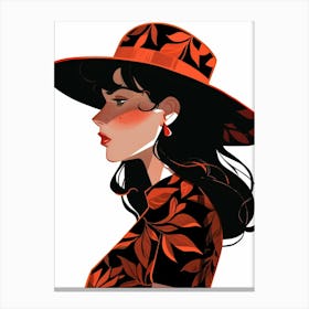 Woman In Red Hat 3 Canvas Print