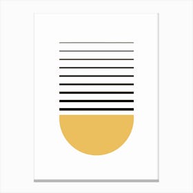 Gold & Black Stripe Mid Century Minimal Abstract Canvas Print