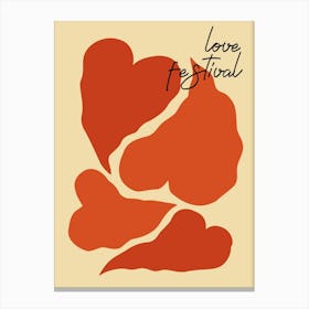 Love festival, Romantic, Red hearts, Valentine's Day, Retro print Canvas Print