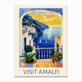 Visit Amalfi Travel Poster Canvas Print