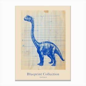 Dinosaur Blue Print Sketch 2 Poster Canvas Print