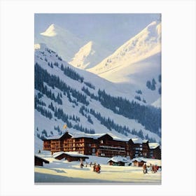 Andermatt, Switzerland Ski Resort Vintage Landscape 1 Skiing Poster Canvas Print