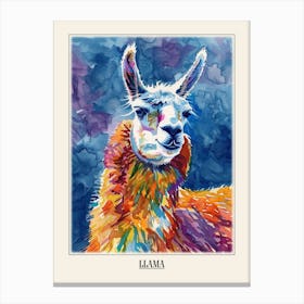 Llama Colourful Watercolour 2 Poster Canvas Print