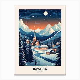 Winter Night  Travel Poster Bavaria Germany Canvas Print