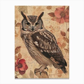 Collared Scops Owl Japanese Painting 1 Canvas Print