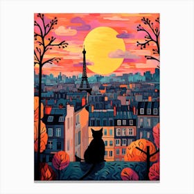 Paris, France Skyline With A Cat 5 Canvas Print