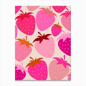 Retro Strawberries Pink And Cream Canvas Print