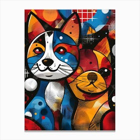 Cats In Space, Vibrant, Bold Colors, Pop Art Canvas Print