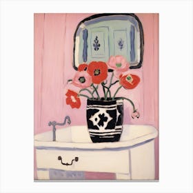Bathroom Vanity Painting With A Anemone Bouquet 1 Canvas Print