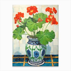 Flowers In A Vase Still Life Painting Geranium 2 Canvas Print