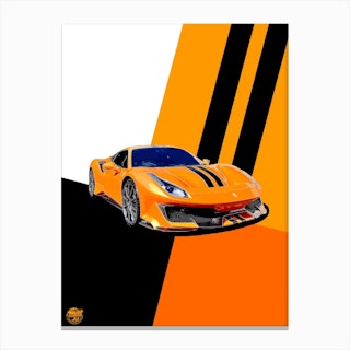 Ferrari 488 Pista Supercar Orange Canvas Print