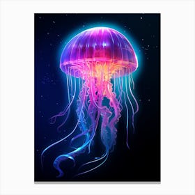 Irukandji Jellyfish Neon Illustration 10 Canvas Print