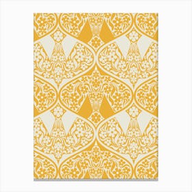 Yellow and White Doves of Peace Folk Art Botanical Birds Canvas Print