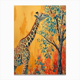 Giraffe Against The Tree 1 Canvas Print