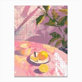 Pink Breakfast Food Lemon Cake 3 Canvas Print