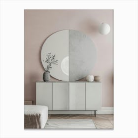 White And Pink Living Room Canvas Print