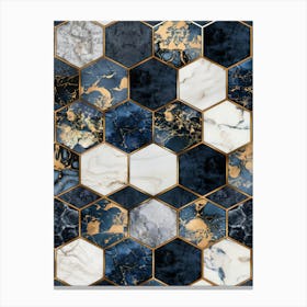 Blue And Gold Marble Wallpaper Canvas Print