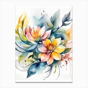 Watercolor Lotus Flower Canvas Print