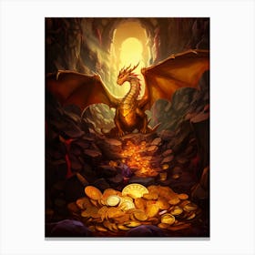 Golden Dragon In A Cave Canvas Print
