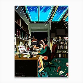 Girl At Her Desk aesthetic Canvas Print