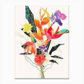 Heliconia 2 Collage Flower Bouquet Canvas Print