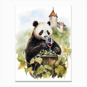 Panda Art Scuba Diving Watercolour 2 Canvas Print