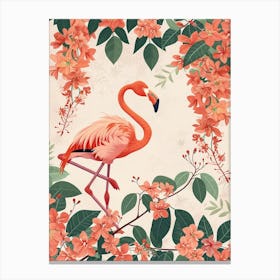 Andean Flamingo And Bougainvillea Minimalist Illustration 3 Canvas Print