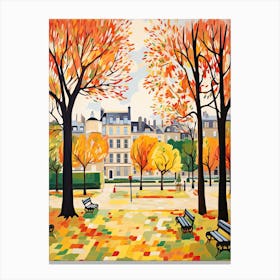 Luxembourg Gardens, France In Autumn Fall Illustration 0 Canvas Print