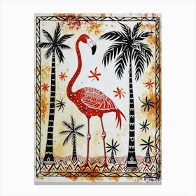 Greater Flamingo And Coconut Trees Boho Print 2 Canvas Print