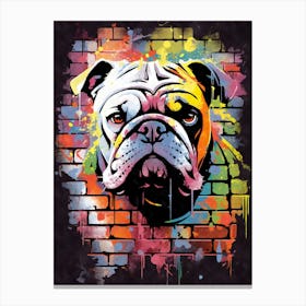 Aesthetic Bulldog Dog Puppy Brick Wall Graffiti Artwork Canvas Print