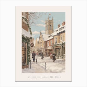 Vintage Winter Poster Stratford Upon Avon United Kingdom 2 Canvas Print