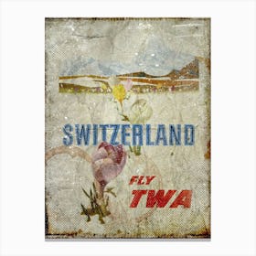 Vintage Travel Poster ― Switzerland Fly Twa 1 Canvas Print