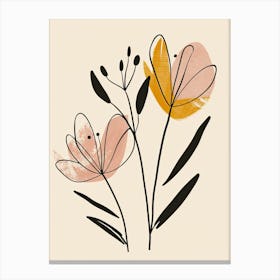 Flowers On A Beige Background 1 Canvas Print